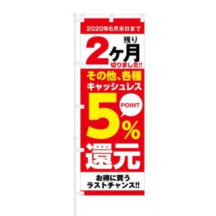 のぼり 【 残り2ヶ月 その他 各種キャッシュレス 5%還元 】 NOB-KT0698